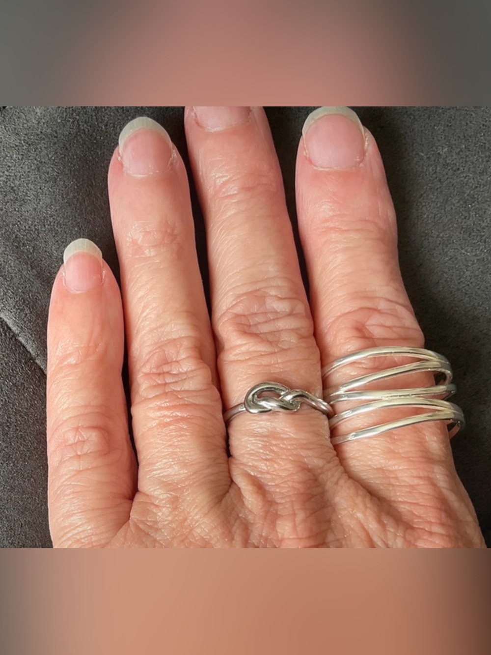 S925 Sterling Silver Multi-Row Crossover Wave Ring